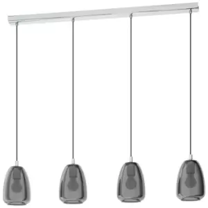 image of Eglo Alobrase 4 Lamp Straight Bar Pendant Ceiling Light Chrome