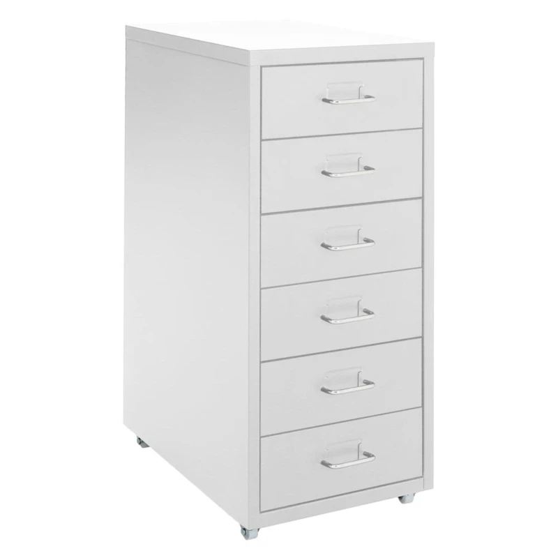 Image of Kabinet UK Vertical File Cabinet with Wheels 6 Drawers White unisex One size