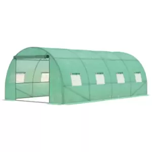 image of Outsunny 6 x 3m Polytunnel Walk-in Garden Greenhouse w/ Zip Door And Windows