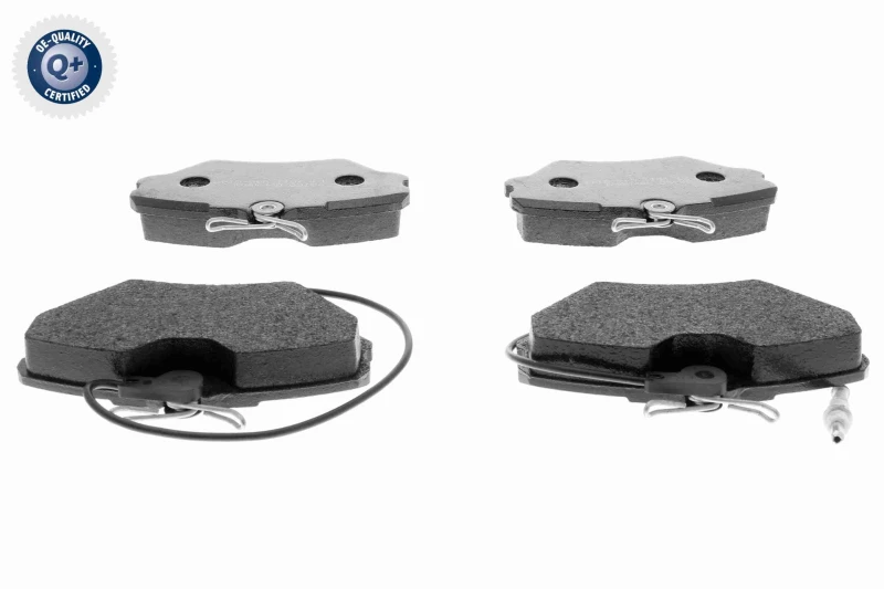 Image of VAICO V46-0147 Brake pad set Front Axle, incl. wear warning contact, Q+, original equipment manufacturer quality, with brake caliper screws Brake Pad