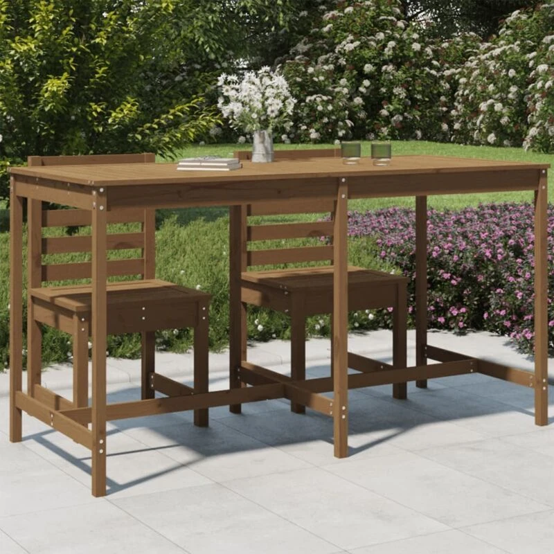 Image of JINLEFU Garden Table Honey Brown 203.5x90x110cm Solid Wood Pine vidaXL JRVDZX-824105_DE