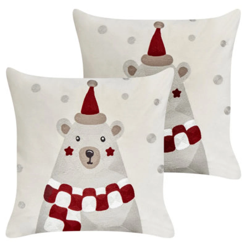Image of Beliani Set Of 2 Decorative Cushions Jellies Velvet 45 X 45cm Off-White