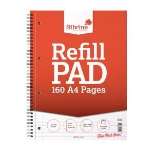 Image of Silvine Sidebound Wire Lined Refill Pad A4 160 Pages Pack of 6 S80Y