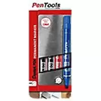 image of Pentel Permanent Marker Medium Chisel 1,5 - 7mm Black, Blue, Red Not Refillable Pack of 4