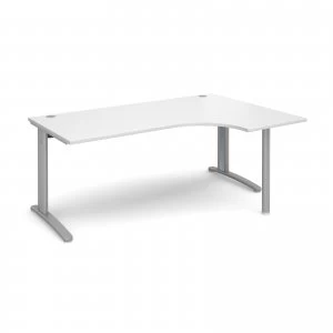 image of TR10 Right Hand Ergonomic Desk 1800mm - Silver Frame White Top