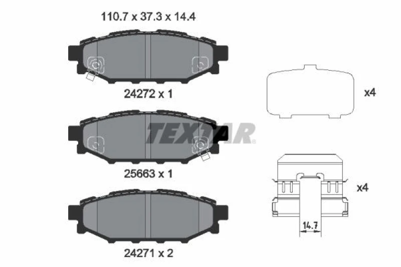 Image of Brake pad set TEXTAR 2427201