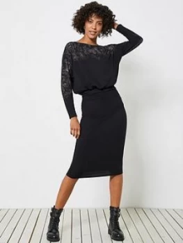 Image of Mint Velvet Sage Print Jersey Midi Dress - Black