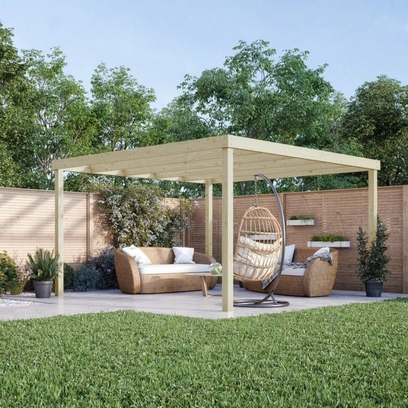 Image of Rutland County Garden Furniture Ltd Box Pergola - Wood - L360 x W420 x H270cm - Light Green Light Green Unisex