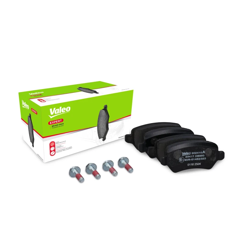 Image of VALEO 302410A Brake pad set EXPERT Rear Axle, excl. wear warning contact, with anti-squeak plate Brake Pad Set,disc brake (402)