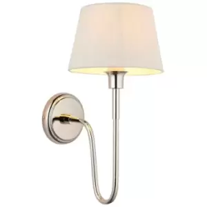 Image of Rouen & Cici Wall Lamp with Shade Bright Nickel Plate & Ivory Linen Mix Fabric - Endon