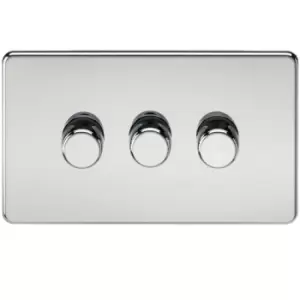 image of KnightsBridge Screwless 3G 2-way 10-200W (5-150W LED) trailing edge dimmer - Polished Chrome