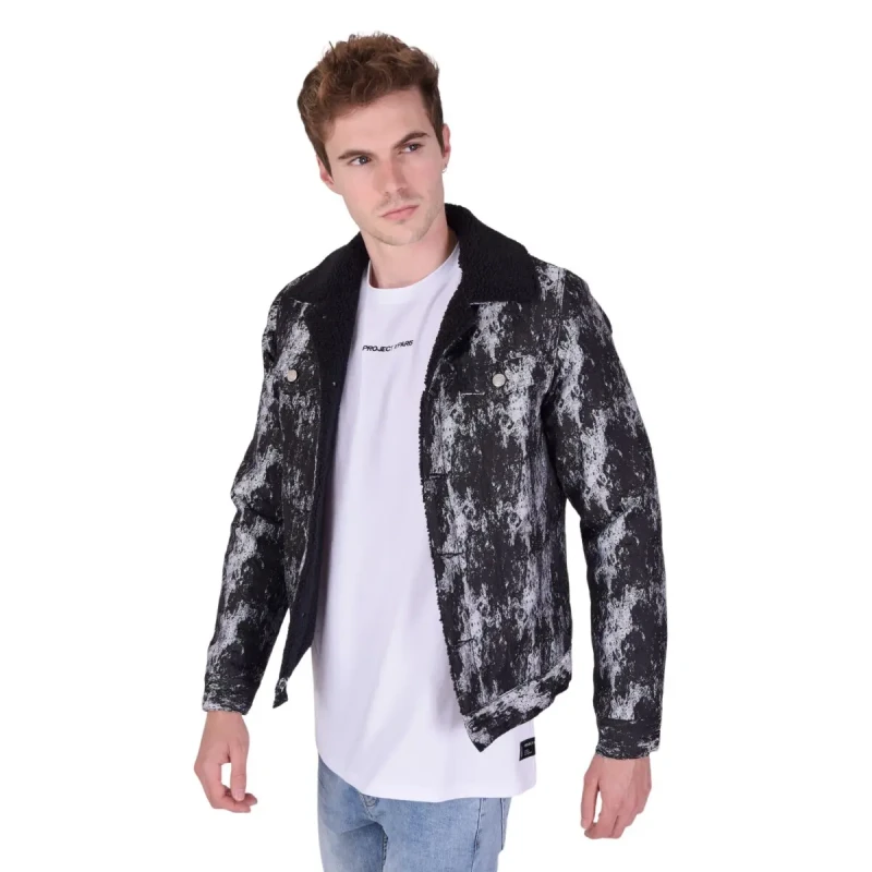 Image of Project X Paris Textured jacket with wool effect collar Project X Paris Noir Male S