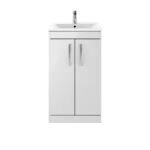 image of Nuie Athena 500 Floor Standing 2-door Vanity & Minimalist Basin - Gloss Grey Mist