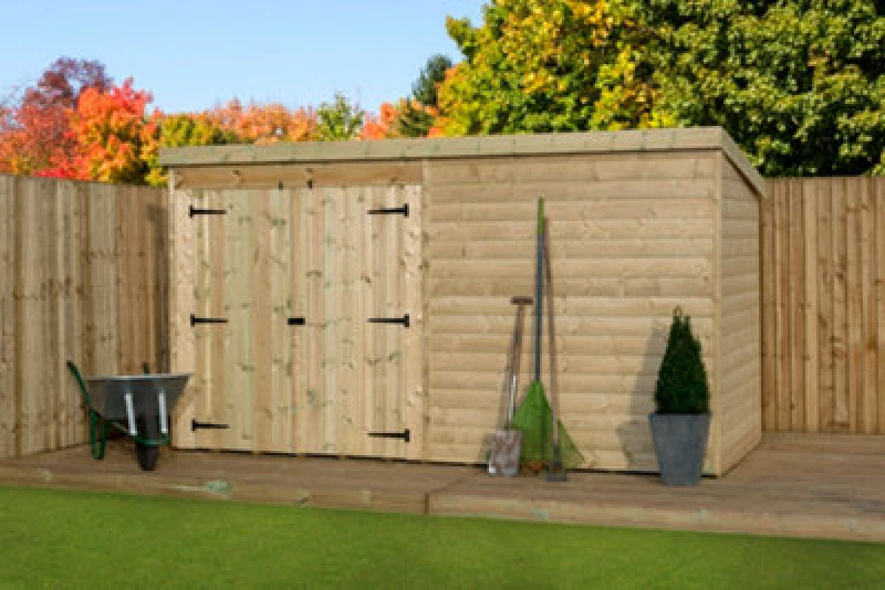 Image of Empire Sheds Empire 4000 Pent 9X3 Pressure Treated Tongue And Groove Wooden Garden Shed Double Door Left (9' X 3' / 9ft X 3ft) (9X3)