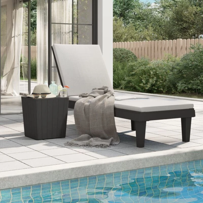 Image of VIDAXL Sun Lounger Black 155x58x83cm Polypropylene Vidaxl 8720845789411