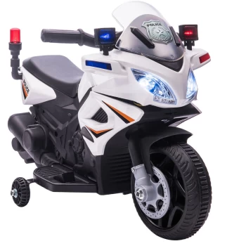 image of Kids 6V Electric Pedal Motorcycle Ride-On Toy Battery 18-36 months White - Homcom