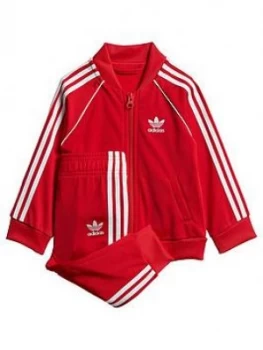 Image of Boys, adidas Originals Childrens SST Tracksuit - Red, Size 0-3 Months