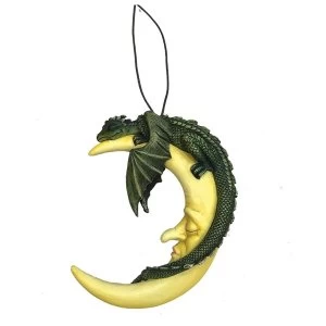 Image of Green Crescent Slumber Dragon and Moon Hanging Ornament