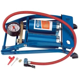 Image of Draper Double Cylinder Foot Pump with Pressure Gauge