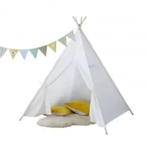 image of Neo White Canvas Kids Tent Teepee With Bunting