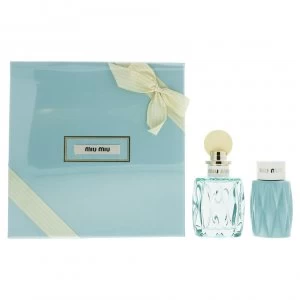 Image of Miu Miu LEau Bleue Gift Set 100ml Eau de Parfum + 100ml Body Lotion