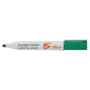 image of 5 Star Office Drywipe Marker XyleneToluene free Bullet Tip 2mm Line Green Pack 12