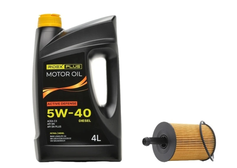 Image of RIDEX PLUS 100908O0071P Oil change kit (oil filter + engine oil) Oil change kit (oil filter + engine oil) (100908)