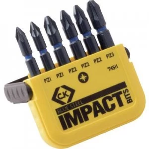 image of C.K. T4511 Bit set 6 Piece Pozidriv Torsion Control Technology