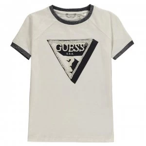 image of Guess Girls Pearl Logo T-Shirt - White Clay A005