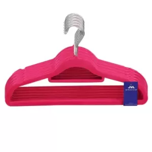 image of JVL Pink Velvet Touch Non-Slip Medium Coat Hangers - Pack of 50