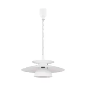 Image of Pendant Light Colour White Chrome Plated Shade White Steel Bulb E27 1x60W