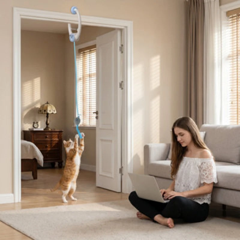 Image of Pawhut Interactive Cat Toys Door Hanging Automatic Cat Toy Mouse & Teaser