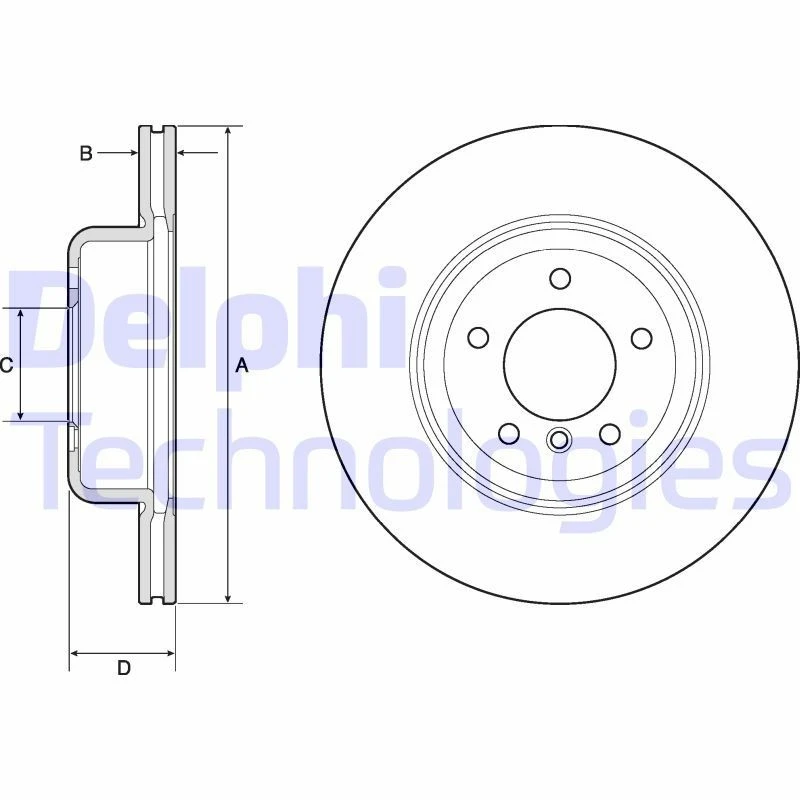 Image of DELPHI Brake disc DELPHI BG9162C