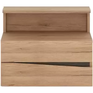 Image of Kensington 2 Drawer Bedside Cabinet lh Drawer (wall fixing) in Oak - Oak with dark Trim Melamine