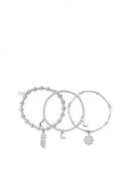 image of ChloBo Sterling Silver Namaste Stack of 3 Bracelets, Silver, Women