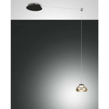Image of Fabas Luce Lighting - Fabas Luce Arabella LED Dome Pendant Ceiling Lights Amber Glass