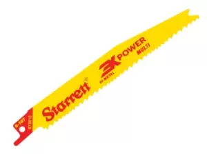 image of Starrett STRBT66105 BT6610-5 Bi-Metal Reciprocating Blade, Tapered 152mm 6-10 TPI (Pack 5)