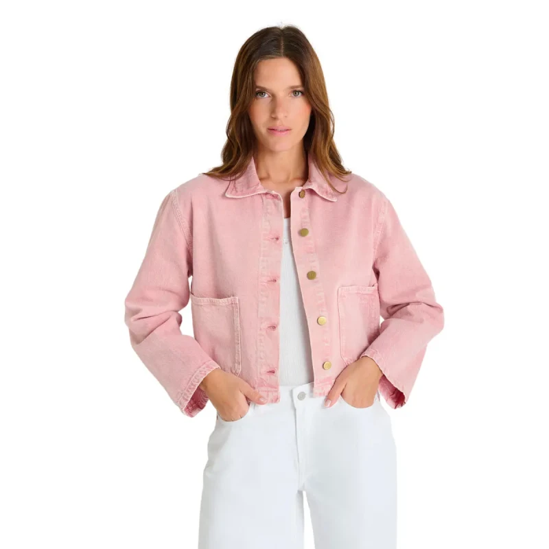 Image of Le Temps des cerises Womens denim jacket Le Temps des cerises Aksel Rose Female L