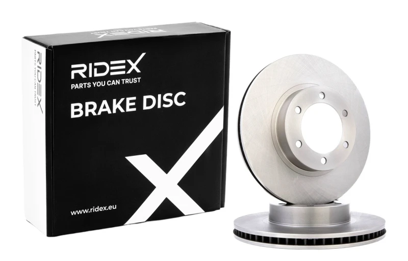 Image of RIDEX 82B0477 Brake disc Front Axle, Vented, Cast Iron, Uncoated, Untreated, without bolts/screws Cast Iron Brake Disc (82)