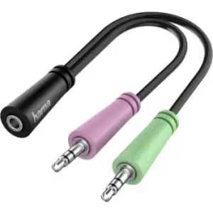 Image of Hama 00200351 Jack Audio/phono Cable [2x Jack plug 3.5mm - 1x Jack socket 3.5 mm] 0.15 m Black