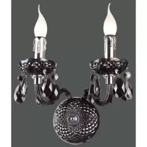 Italux Whiz - Classic Wall Lamp Black 2 Light , E14