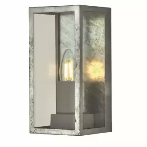 image of Box II Outdoor Wall Light, Silver & Clear Glass, IP44