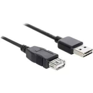 image of Delock USB cable USB 2.0 USB-A plug, USB-A socket 1m Black Duplex use connector, gold plated connectors, UL-approved 83370