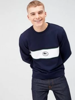 Image of Lacoste Sportswear Applique Logo Panel Sweatshirt - Navy