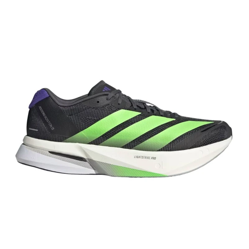 Image of Adidas Adizero Boston 13 Shoes Black Green SS26, Size UK 10