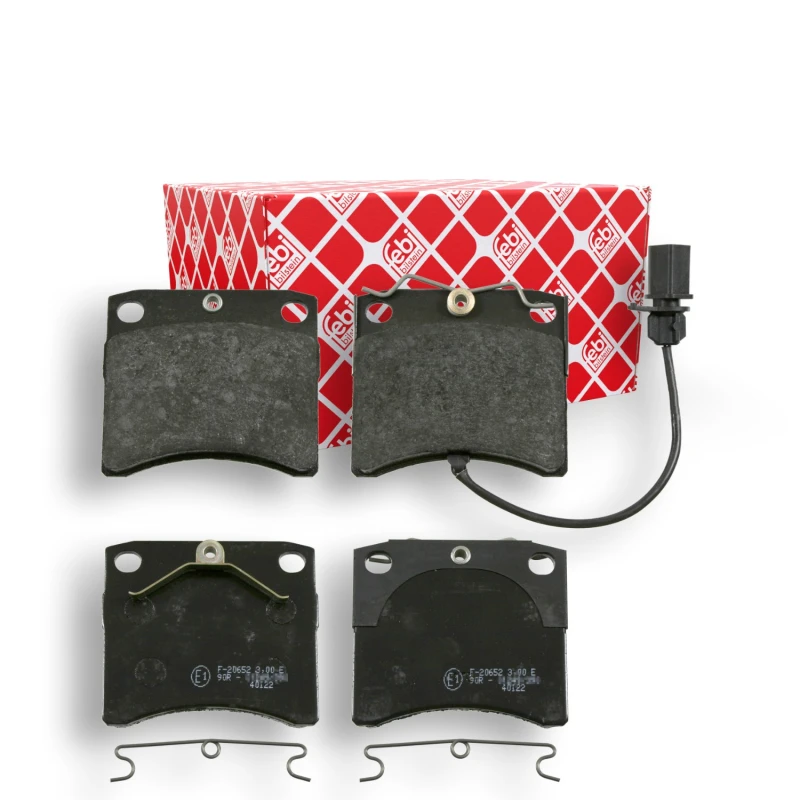 Image of FEBI BILSTEIN 16463 Brake pad set Front Axle, incl. wear warning contact, with staples Brake Pad Set,disc brake (402)