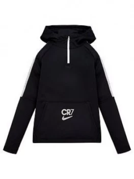 image of Nike Youth Cr7 Dri-Fit Drill 1/4 Zip Hoodie - Black