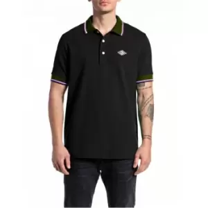 image of Replay Replay Cotton Polo Shirt Mens - Black