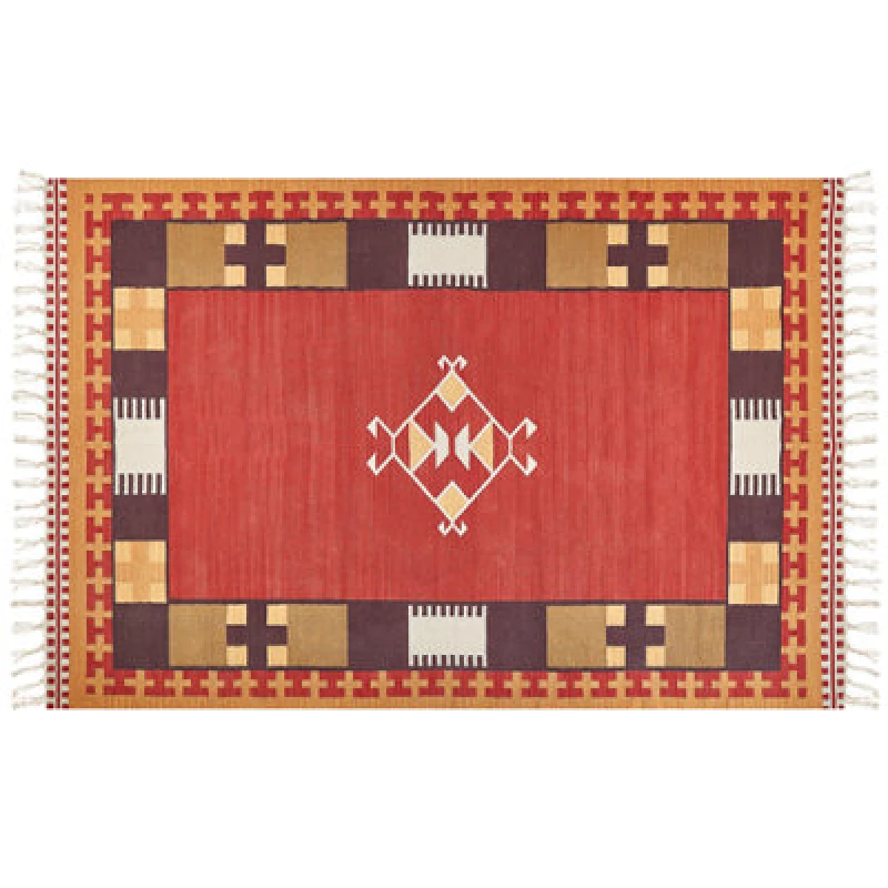 Image of Beliani Rug Parakar Multicolour 200 X 300 Cm Cotton Kilim
