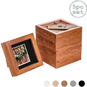 Image of 3D Box Photo Frames - 4 x 4' with 2 x 2' Mount - Dark Wood/Black - Pack of 5 - Nicola Spring